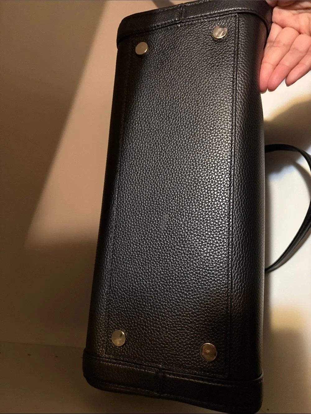 kate spade New York Black Pebbled Leather Market Tote with Gold tone Logo